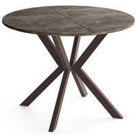 ESSTISCH Valio rund oval ausziehbar verlängerbar mit braunen Metallbeinen, Beton Dunkelgrau 90-130/90/76 cm - Dunkelgrau/Braun, Holzwerkstoff/Metall (90/130/76cm) - WFL GROUP