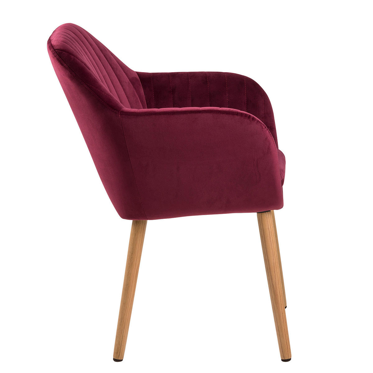 ARMLEHNENSTUHL - Textil / Massivholz - Eichefarben/Bordeaux, Eichenholz/Holz (57/83/61cm) - home24