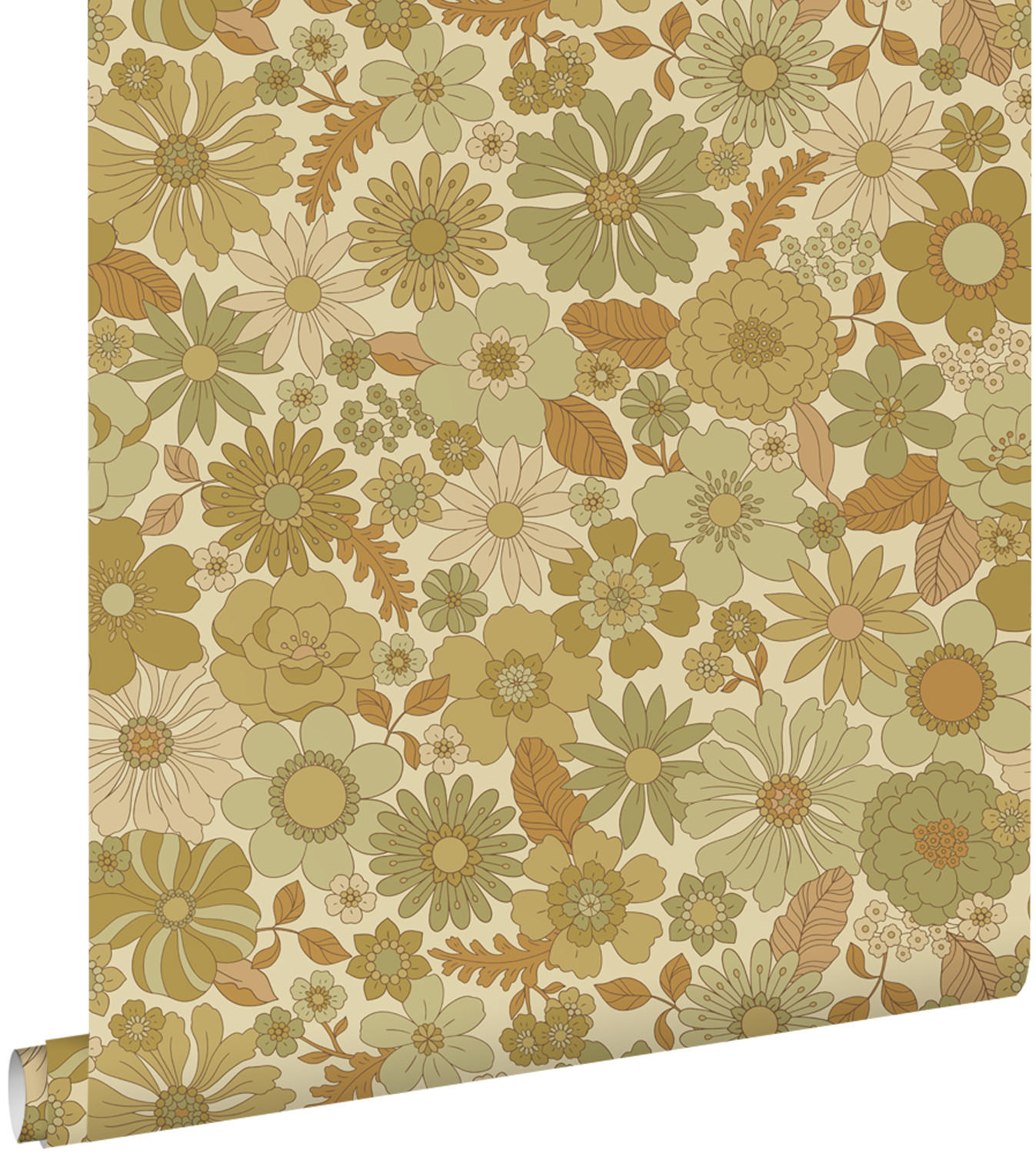 TAPETE Retro Blumen 50 x 900 cm - Grün, Papier (50/900cm) - ESTAhome
