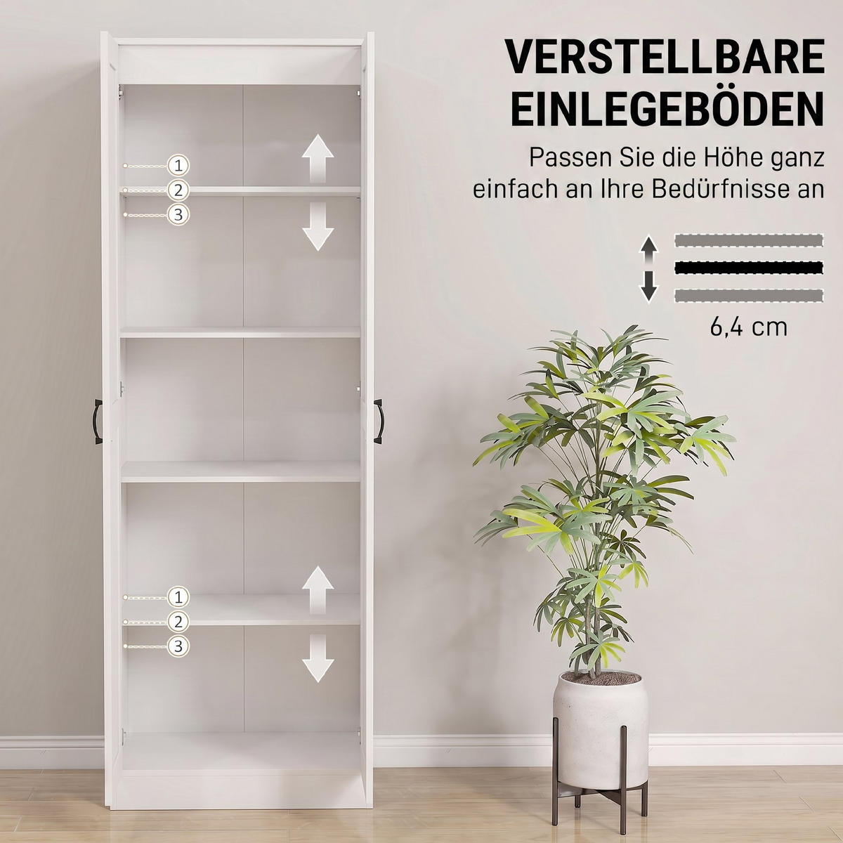 KÖKSSKÅP i spånskiva, vit - Vit, Träbaserade material/Metall (36.5/175/60cm) - HOMCOM