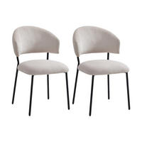 STUHL 2er-Set - Cord & schwarzes Metall - Beige - ALAYIS - Beige, Textil (60/83/53cm) - Vente-Unique