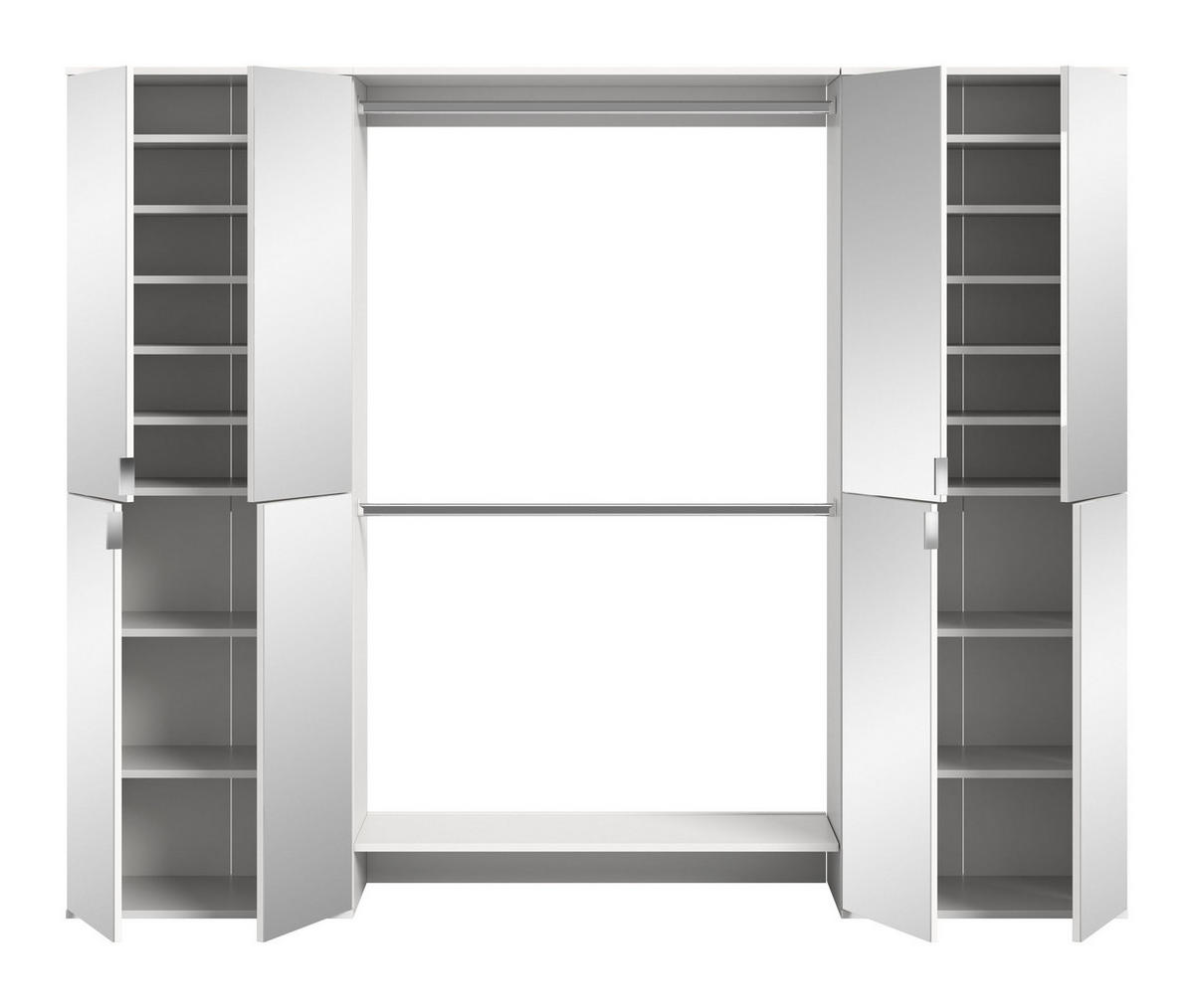 GARDEROBE Systemmöbel Projekt X 3tlg. Kombination , ca.232x191x34 cm - Weiß, Holzwerkstoff (232/191/37cm)