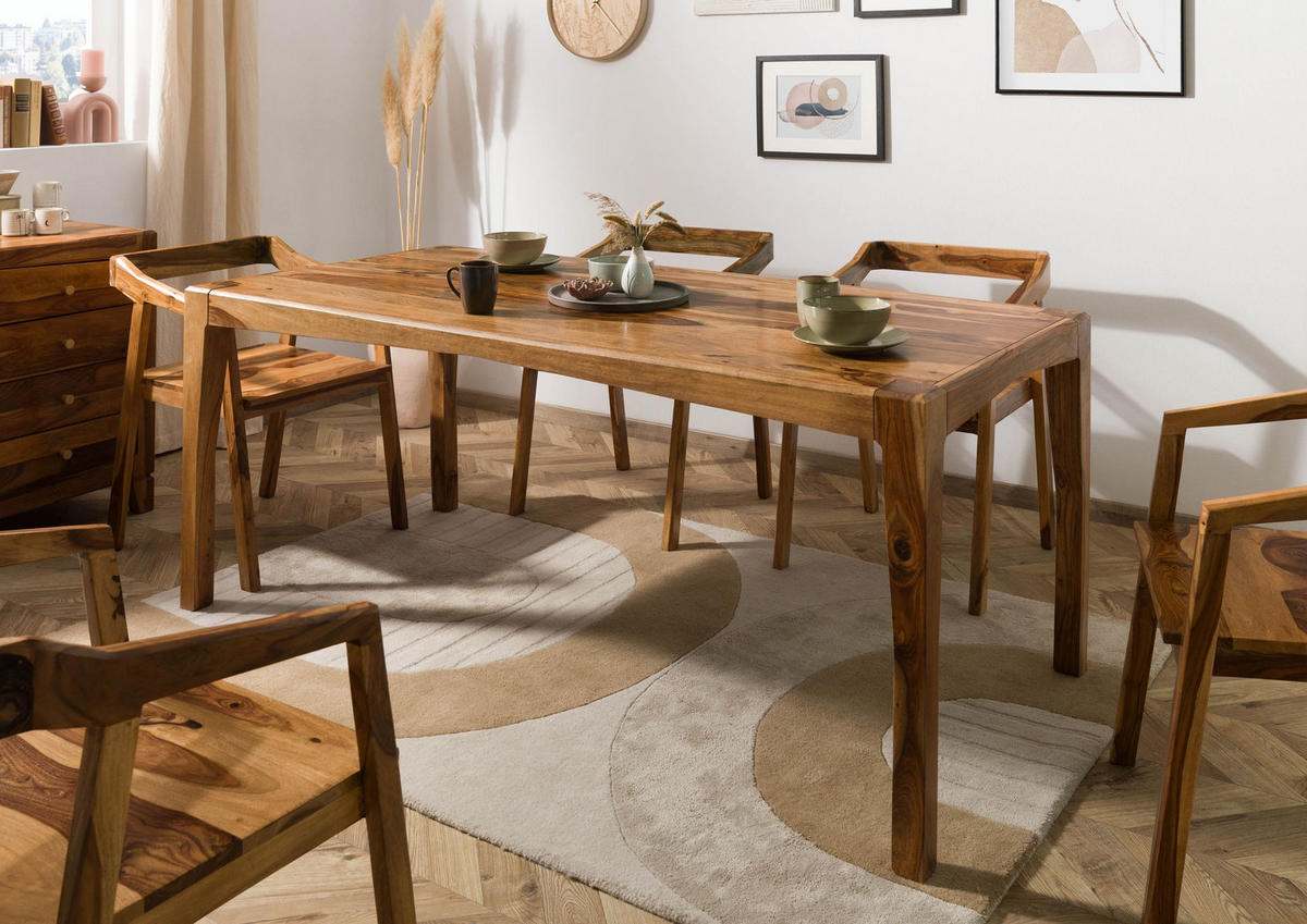 ESSTISCH Sheesham 180x85x77 braun lackiert ANCONA #0103 - Braun, Holz (180/85/77cm) - Massivmoebel24