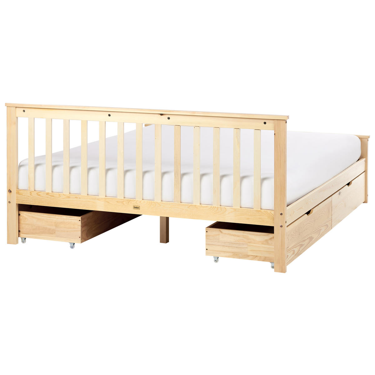 BETT mit Schubladen 160x200 cm Heller Holzfarbton Olendon - Hellbraun, Holz (160/200cm) - Beliani