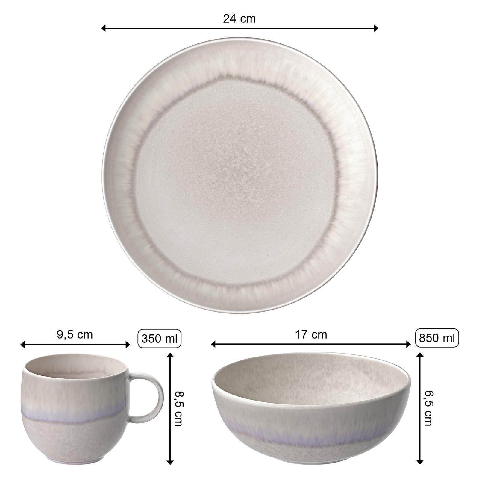 FRÜHSTÜCKS-SET Perlemor Sand beige 6er Set - Beige, Keramik (28/22/38cm) - like.Villeroy & Boch