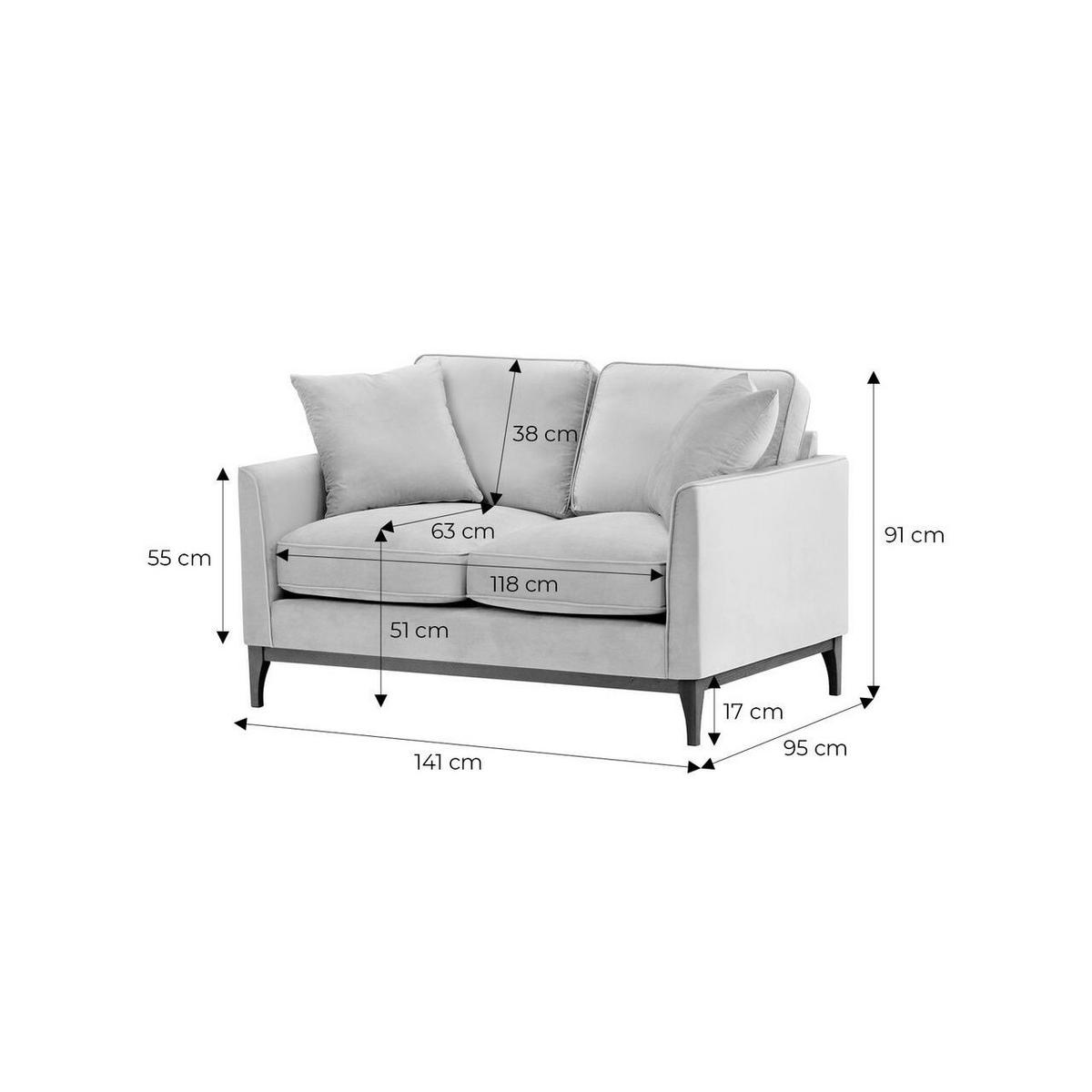 ZWEISITZER-SOFA Linara-Velluto 20 - Schwarz, Holz/Textil (141/91/95cm)