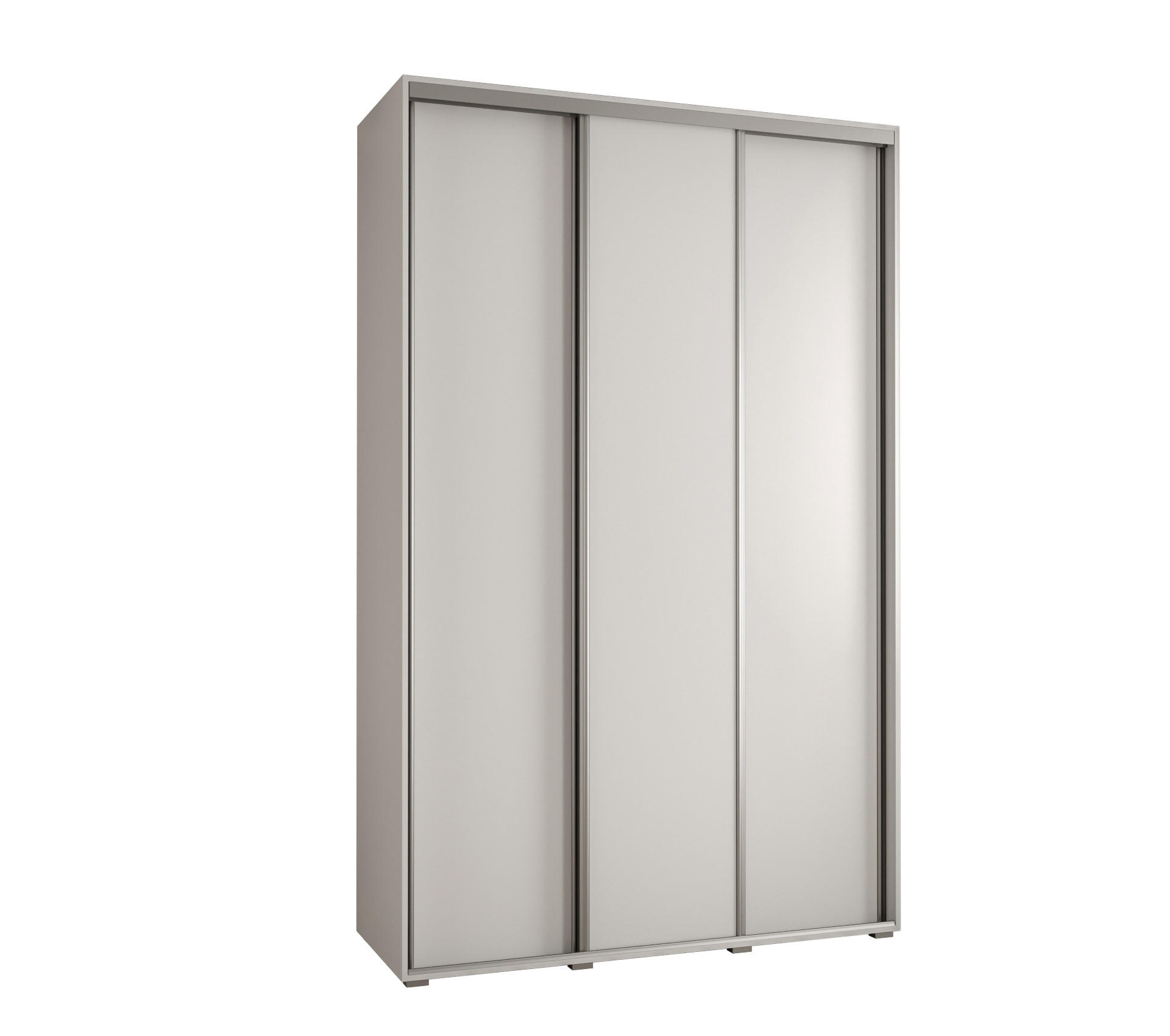 Abiks Möbel Schwebetürenschrank Weiß, Weiß, Silber 150x235x60 cm