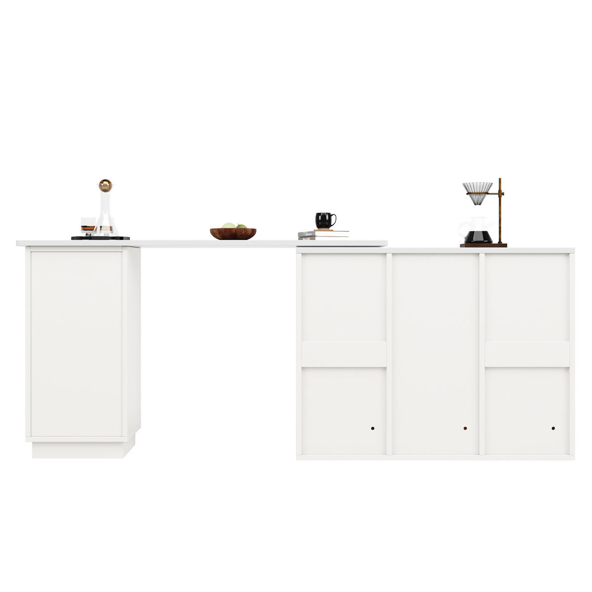 BARTISCH 360° drehbar L-förmig 210 x 30 x 100,9 cm Weiß - Weiß, Holz (30/100.9/210cm) - Beauniv