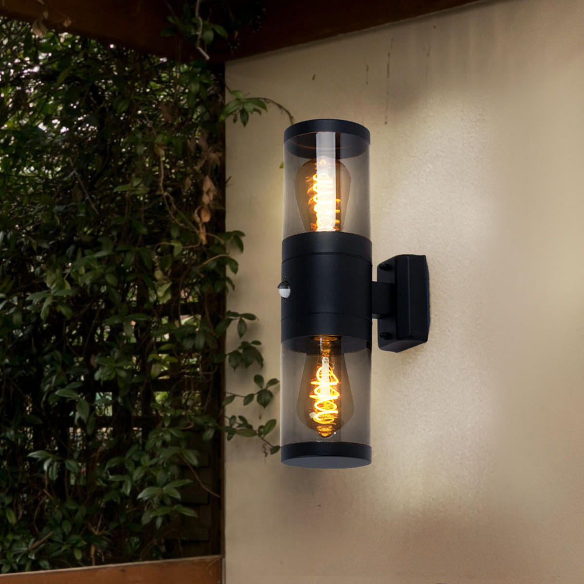 LED AUSSENWANDLEUCHTE Edelstahl Schwarz - Schwarz, Metall (10.2/42/10.2cm) - Globo Lighting