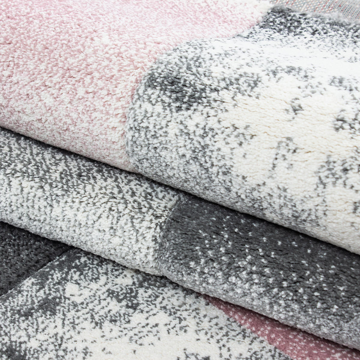 TEPPICH Kurzflor Karo Look Polypropylen Wohnzimmer Pink Rechteckig 280x370 - Rosa, Textil (280/370cm) - KADIMA DESIGN