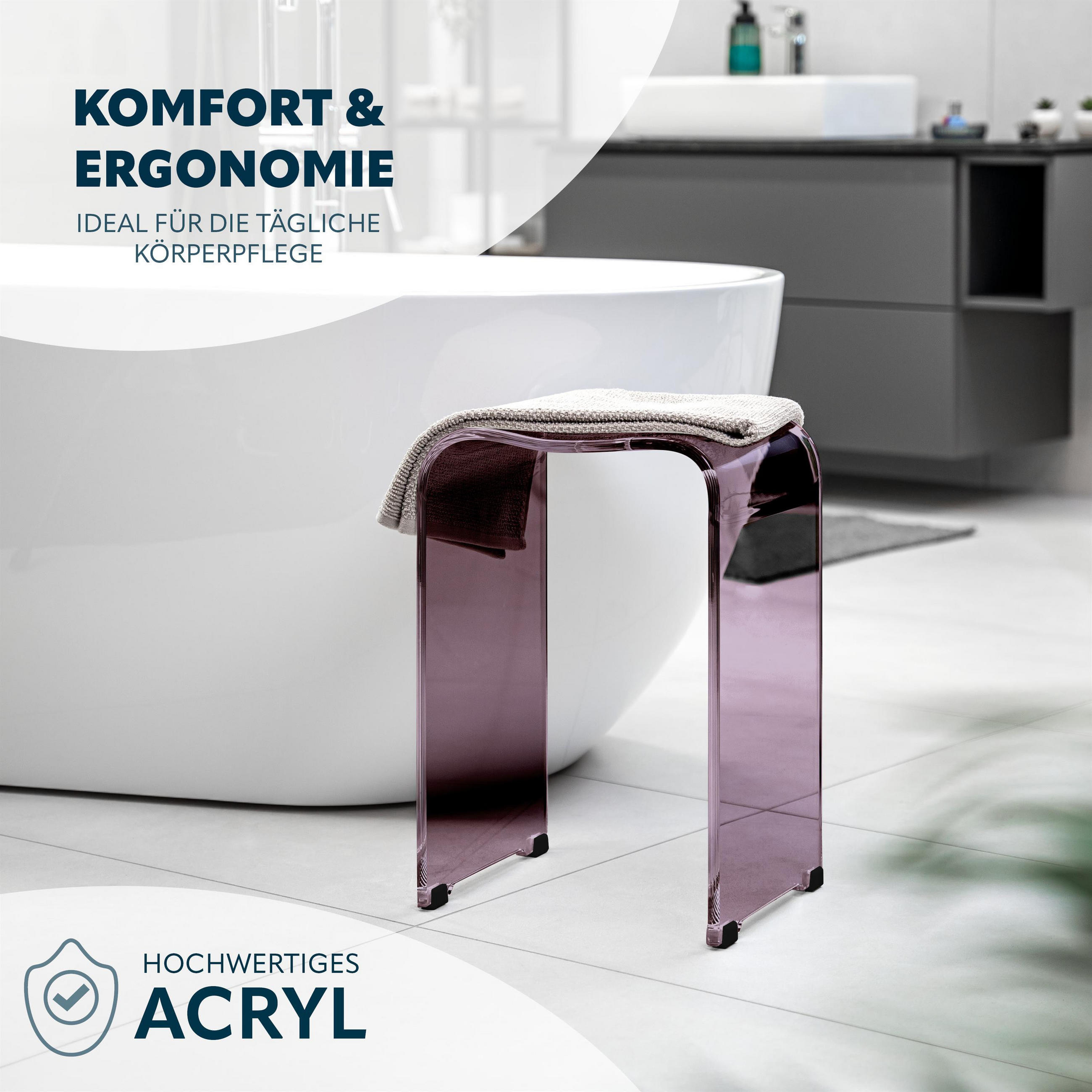 DUSCHHOCKER, lila, Kunststoff - Mauve, Kunststoff (32/48.5/27cm) - bremermann