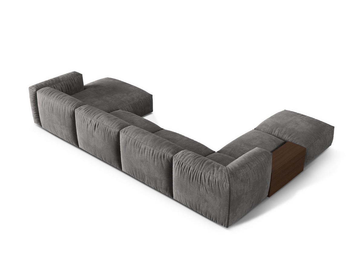PANORAMASOFA modular links Martina aus Samt grau 5 Sitzplätze - Grau, Textil (280/75/406cm) - Micadoni