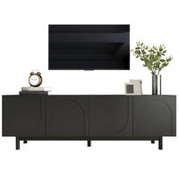 LOWBOARD 175/38/56 cm Schwarz aus MDF und Spanplatte mit Push-to-Open - Schwarz, Holzwerkstoff (38/56/175cm) - OKMYHOME