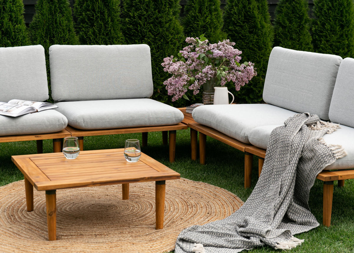 GARTENSET Campionna Grau aus Akazienholz - Grau, Holz/Textil - Selsey