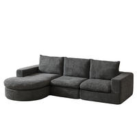 ECKSOFA Chenille Grau mit Kissen - Grau, Textil/Metall (251/160cm) - WISHDOR