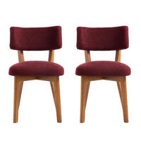 STUHL-SET 2 Stück Mid-Century Massivholzbeine, DE-42268, Bordeauxrot - Weinrot, Holz (47/77/54.5cm) - ComfortXL