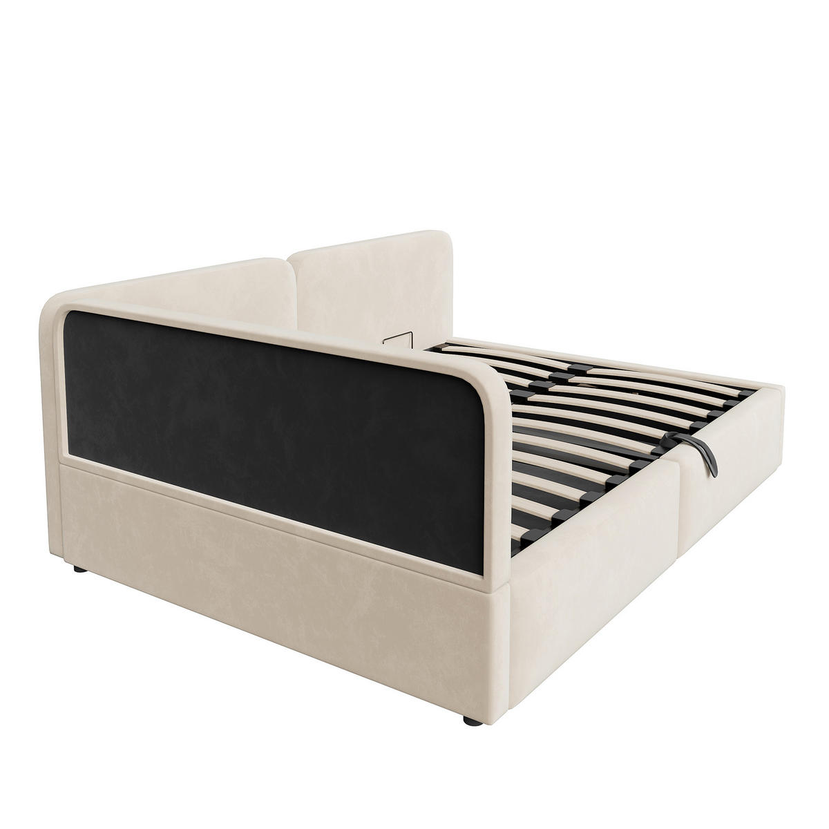 POLSTERBETT 140/200 cm DE-33056 mit Stauraum und Samt Beige - Beige, Metall (140/200cm) - ComfortXL