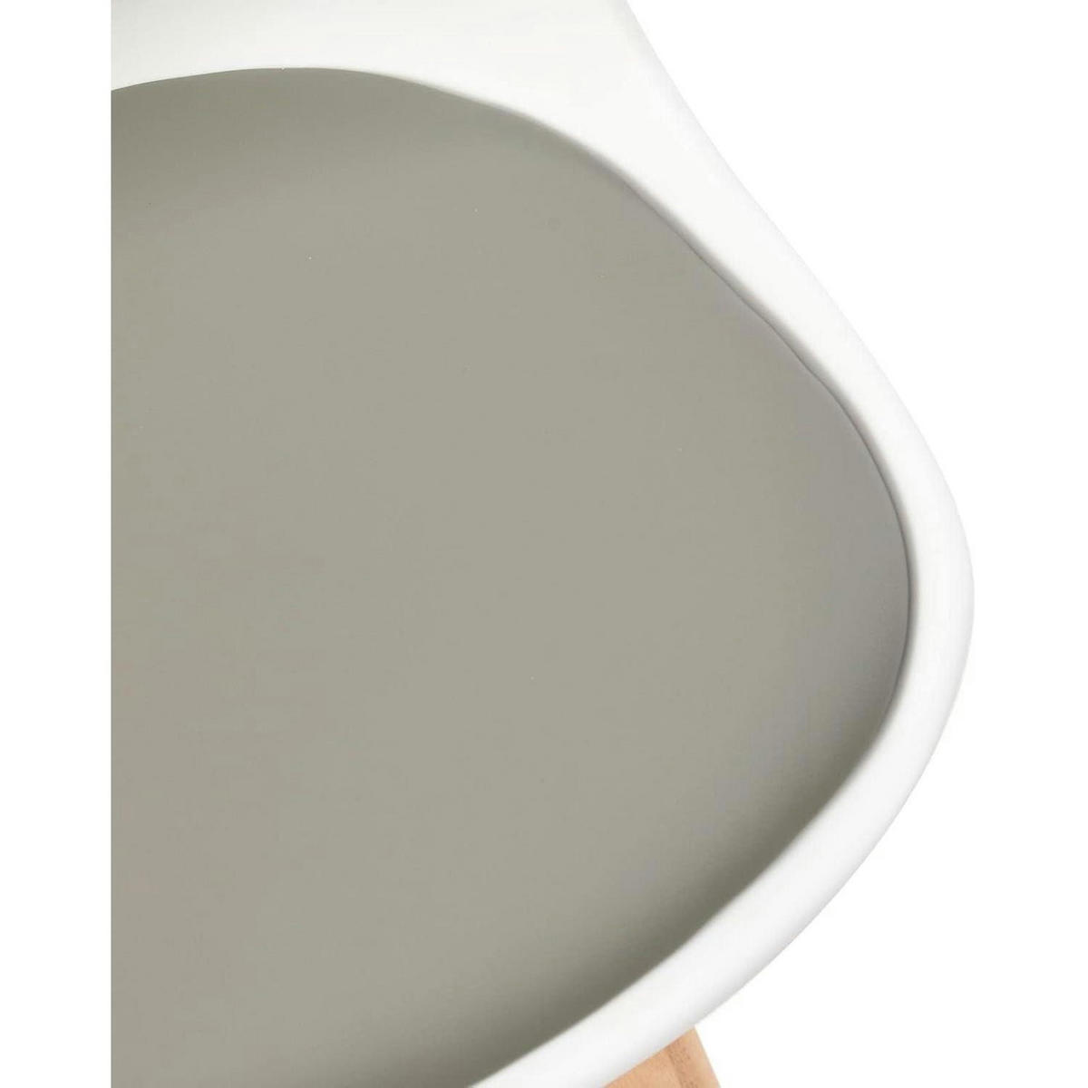 ESSZIMMERSTUHL 4er Set Weiß/Grau mit Massivholzbeinen - Weiß, Kunststoff (47.5/82/41cm)