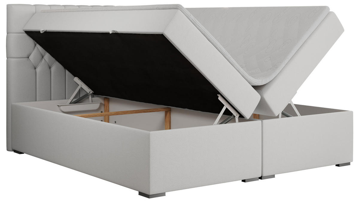BOXBETT PERA 120/200 Weiß Kunstleder - H3 - Weiß, Holz/Textil (120/200cm) - MKS