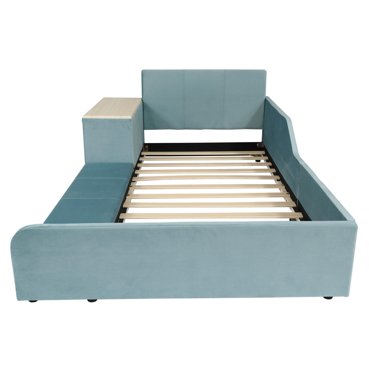 KINDERBETT 140/200 cm DE-02193, in Weiß, mit Schreibtisch und Hocker - Blau, Holzwerkstoff (90/200cm) - ComfortXL