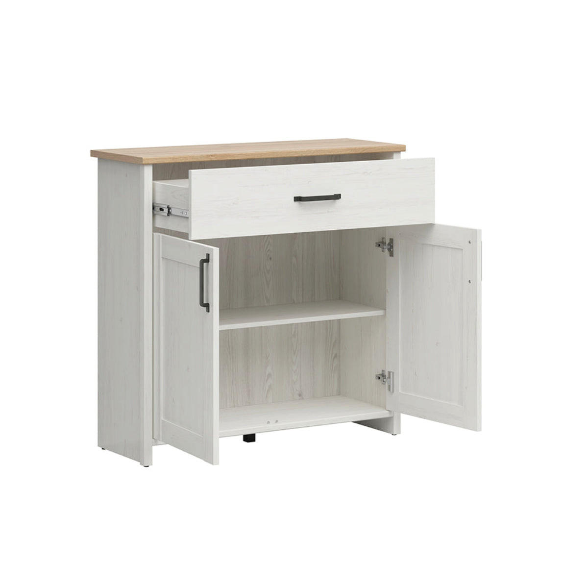 SIDEBOARD Aksel Weiß und Holz - Weiß, Holzwerkstoff (102/99/37cm) - Petits-meubles