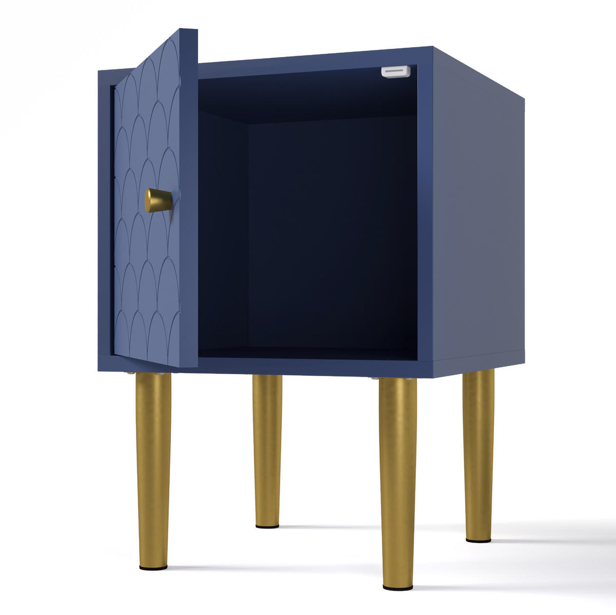 NACHTTISCH 35/35/51 cm marineblau aus Holz-Metall mit Magnettür - Dunkelblau, Holz (35/51/35cm) - OKWISH