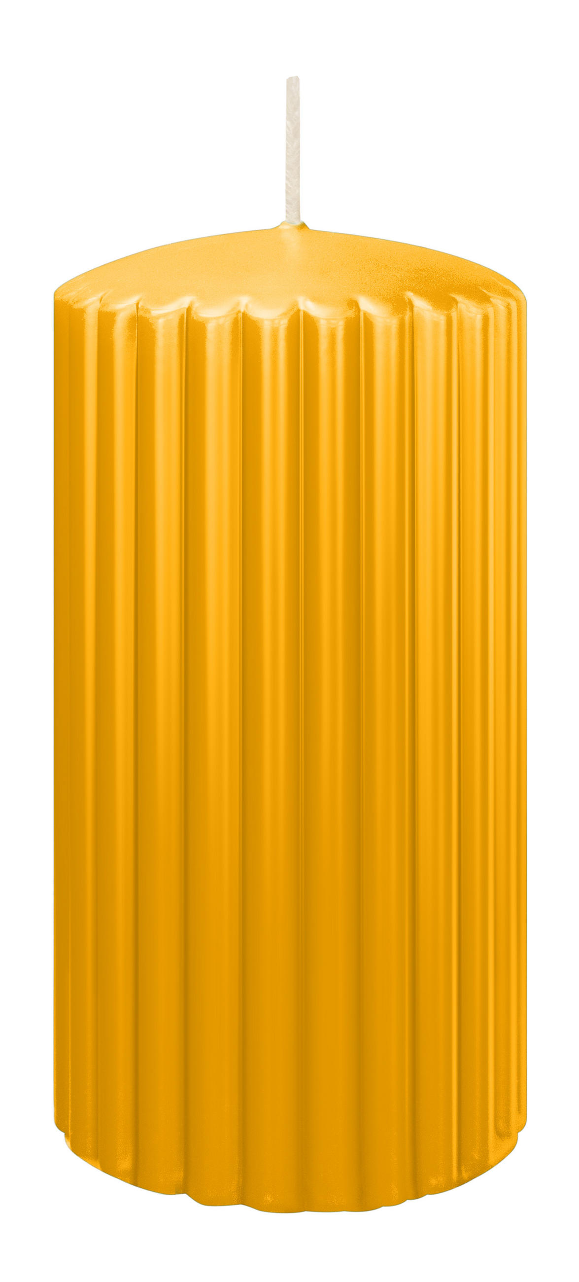 RILLEN KERZEN Gelb 150 x Ø 80 mm, 4 Stück - Gelb, Paraffin (8/15/15cm) - Wiedemann Kerzen