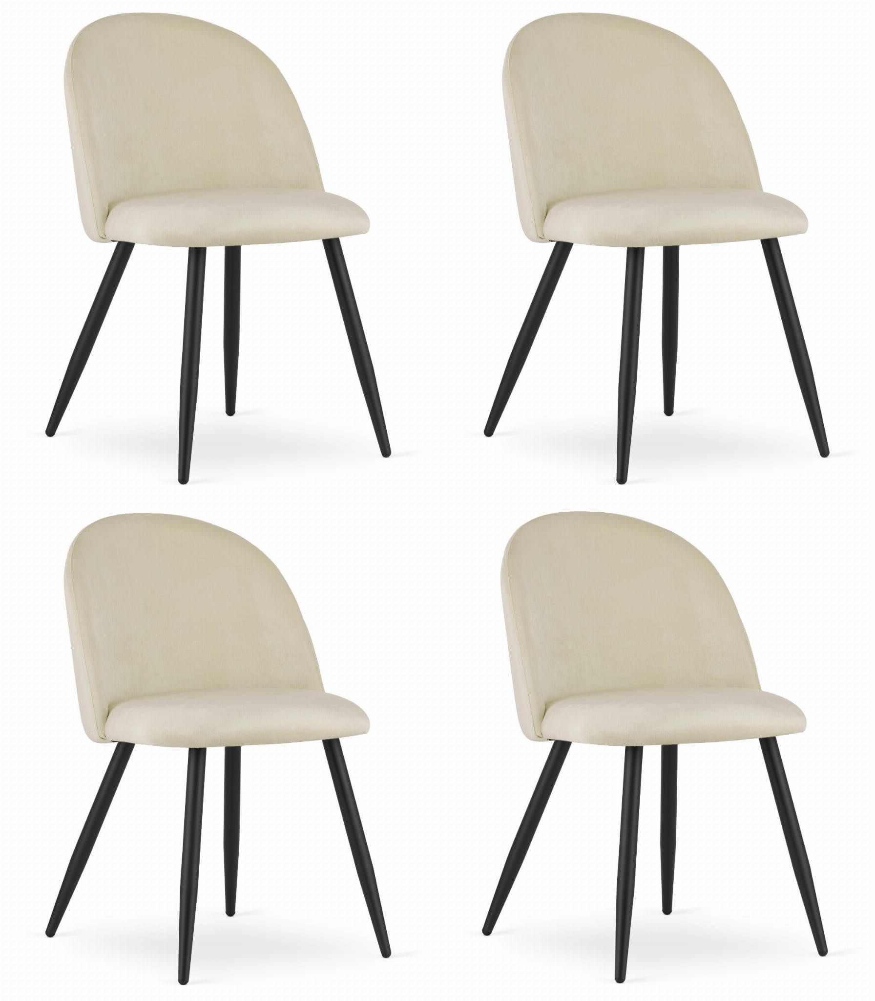 ESSZIMMERSTUHL 4-er Set BELLO beiger Sitz, schwarze Beine - Beige/Schwarz, Textil (46/76.5/42.5cm) - Valora