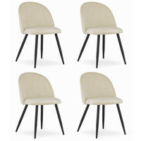 ESSZIMMERSTUHL 4-er Set BELLO beiger Sitz, schwarze Beine - Beige/Schwarz, Textil (46/76.5/42.5cm) - Valora