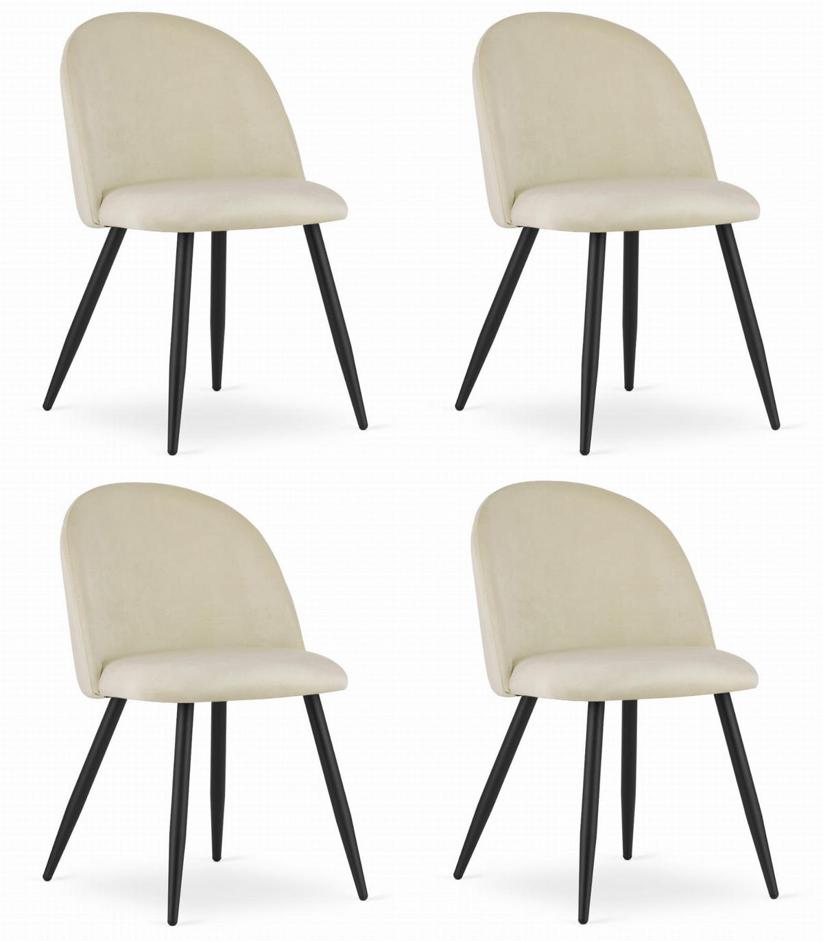 ESSZIMMERSTUHL 4-er Set BELLO beiger Sitz, schwarze Beine - Beige/Schwarz, Textil (46/76.5/42.5cm) - Valora