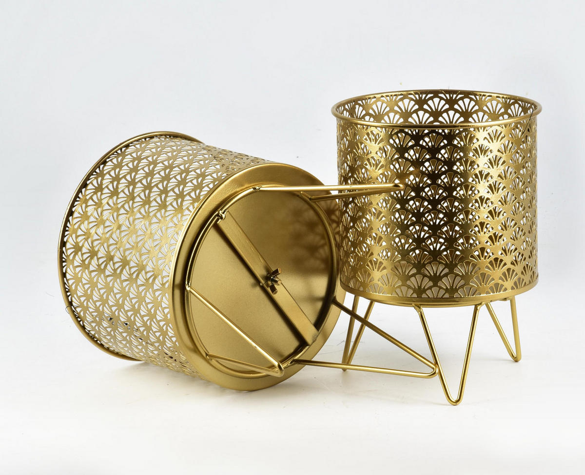 BLUMENTÖPFEN Swen Gold 21/21/38.5 cm Metall - Goldfarben, Metall (38.5cm) - Mondex