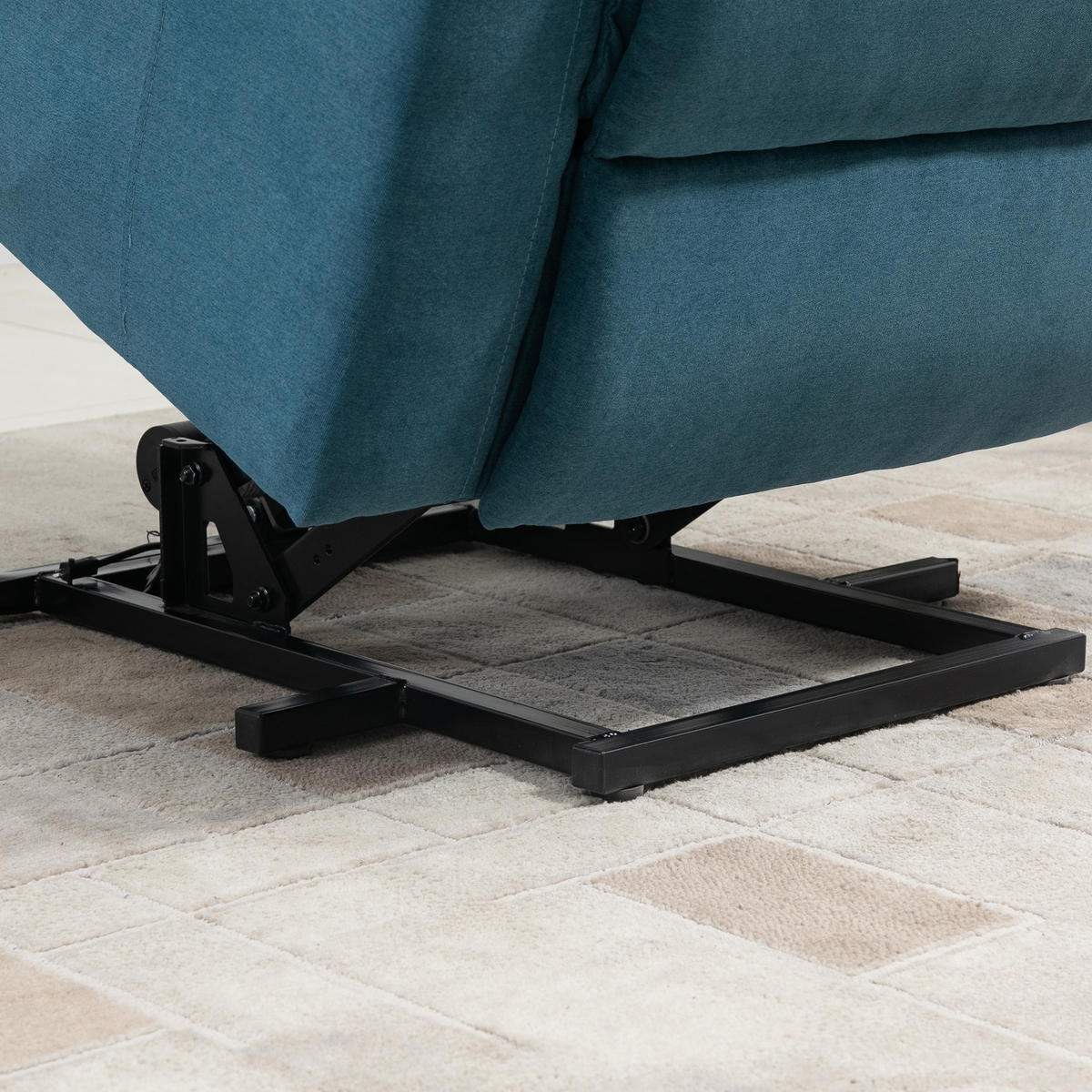 RELAXSESSEL Polyester Leinenoptik mit Aufstehhilfe, Liegefunktion 83/89/102 cm Blau - Blau, Textil (89/102/83cm) - Redom