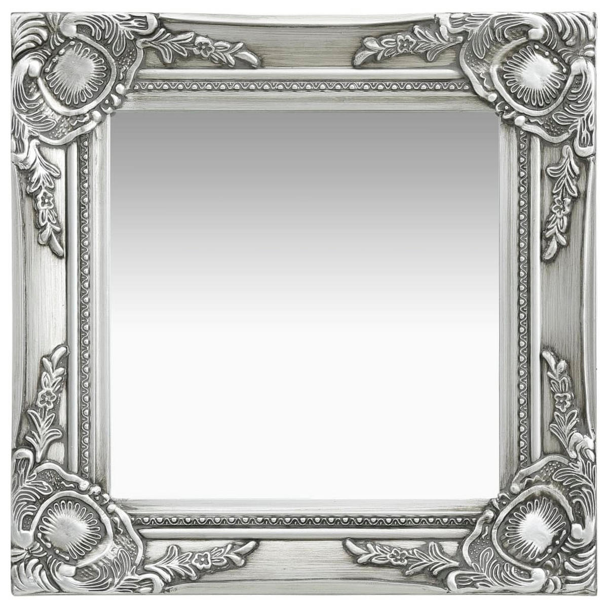 WANDSPIEGEL im Barock-Stil 40x40 cm Silbern - Silberfarben, Holz (40/1/40cm) - furnicato