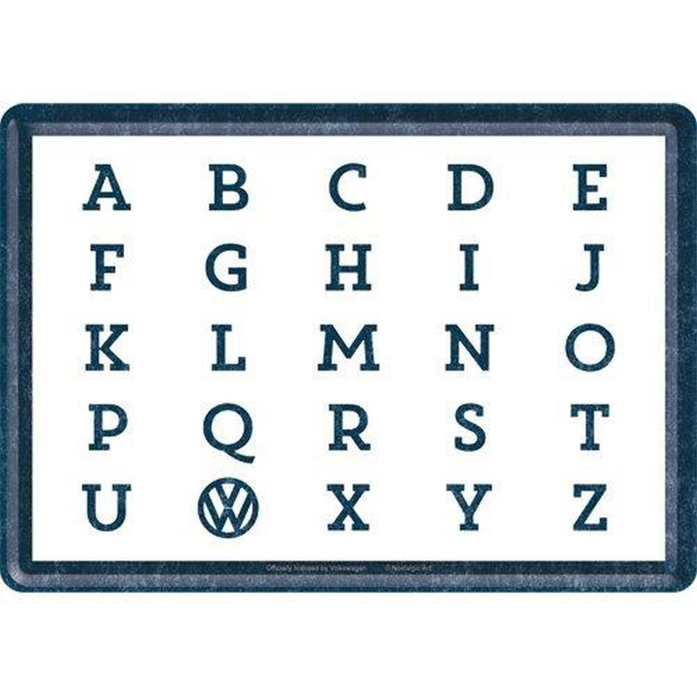 MINIBLECHSCHILD 10/14 cm Volkswagen VW ABC - Multicolor, Metall (14/10/0.1cm) - Nostalgic-Art