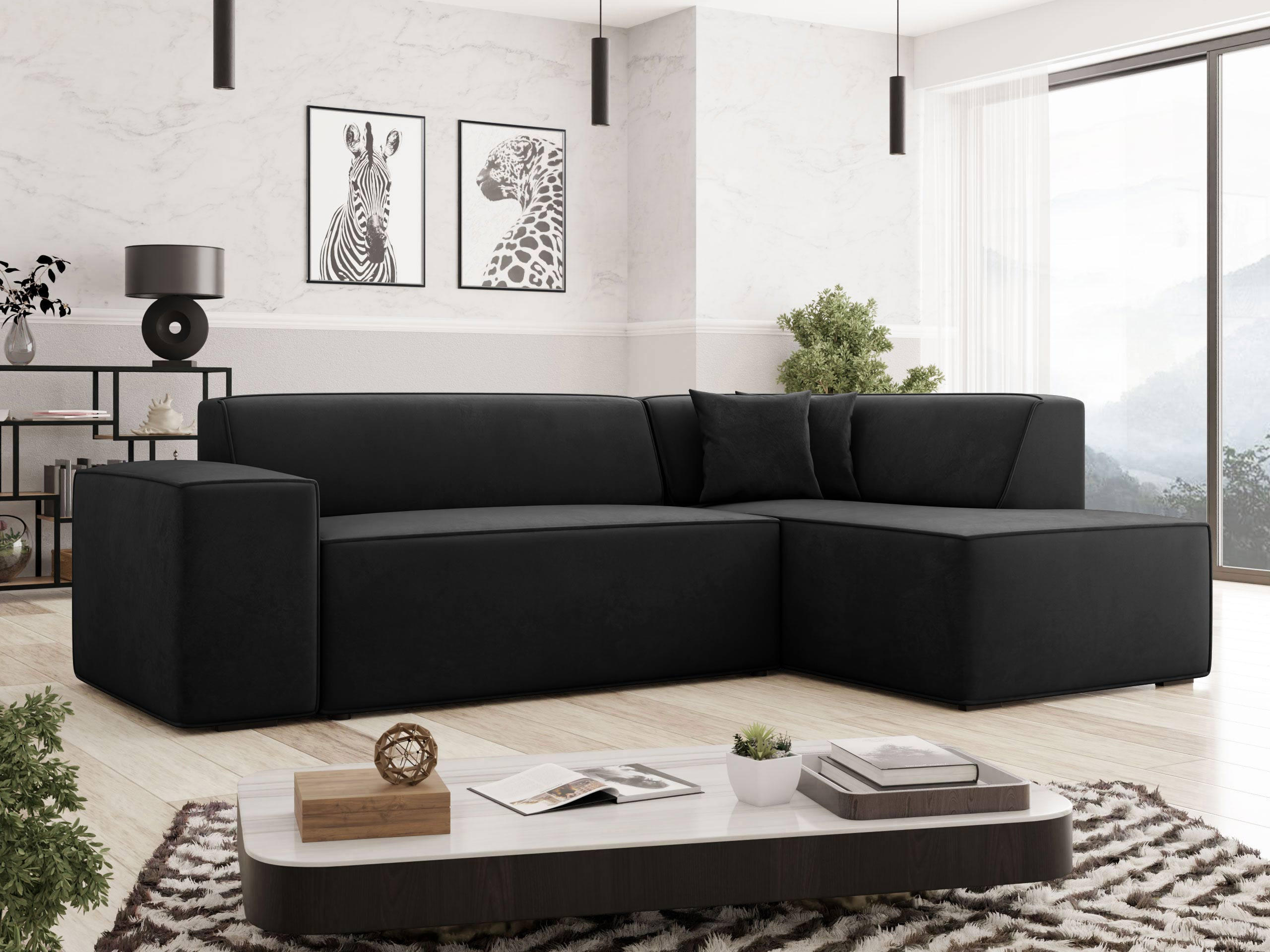 ECKSOFA Lordin, Seite: Rechts - Schwarz, Holz/Textil (267/205cm) - MIRJAN24
