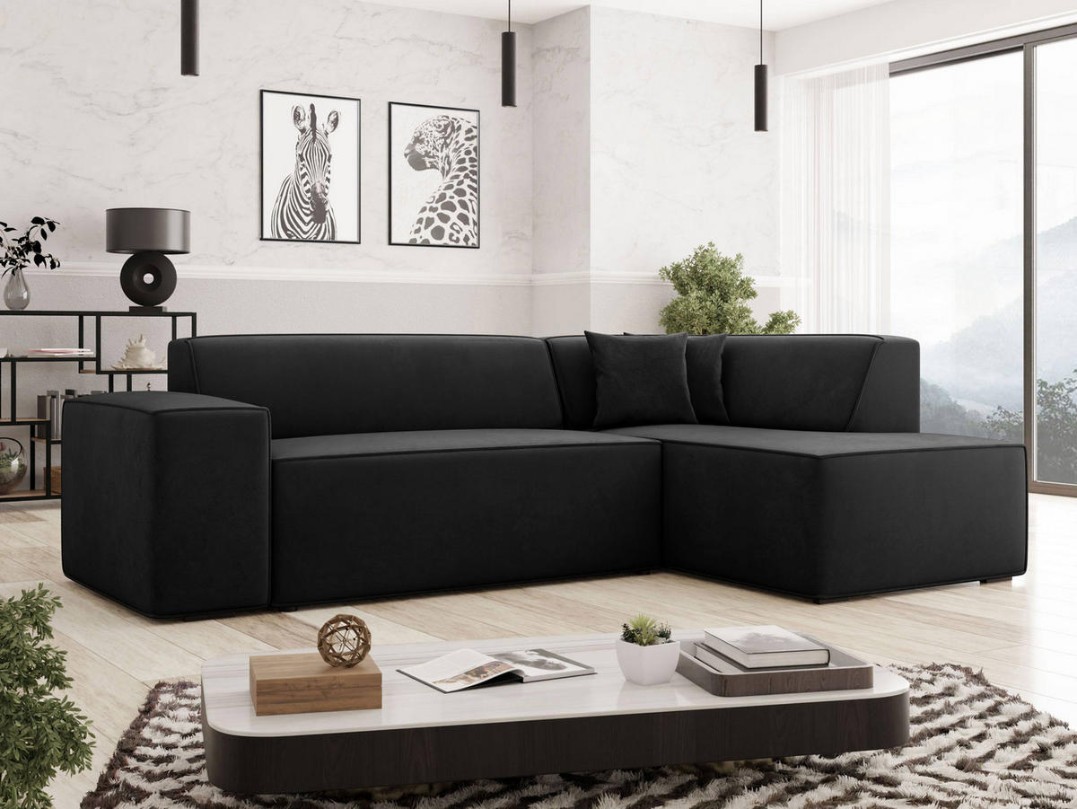 ECKSOFA Lordin, Seite: Rechts - Schwarz, Holz/Textil (267/205cm) - MIRJAN24