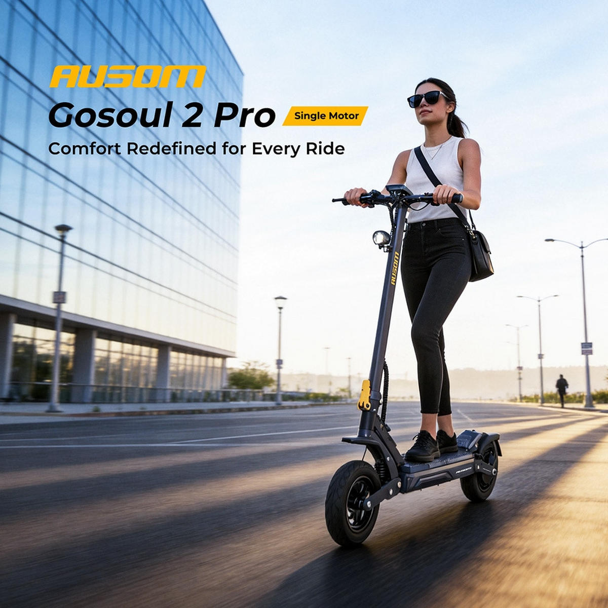 E-SCOOTER Ausom Gosoul 2 Pro 1400W Elektroroller 20km/h 90km Reichweite NFC Federung 10 Zoll Tubeless Reifen - Dunkelgrau, Metall (57cm) - Ausom