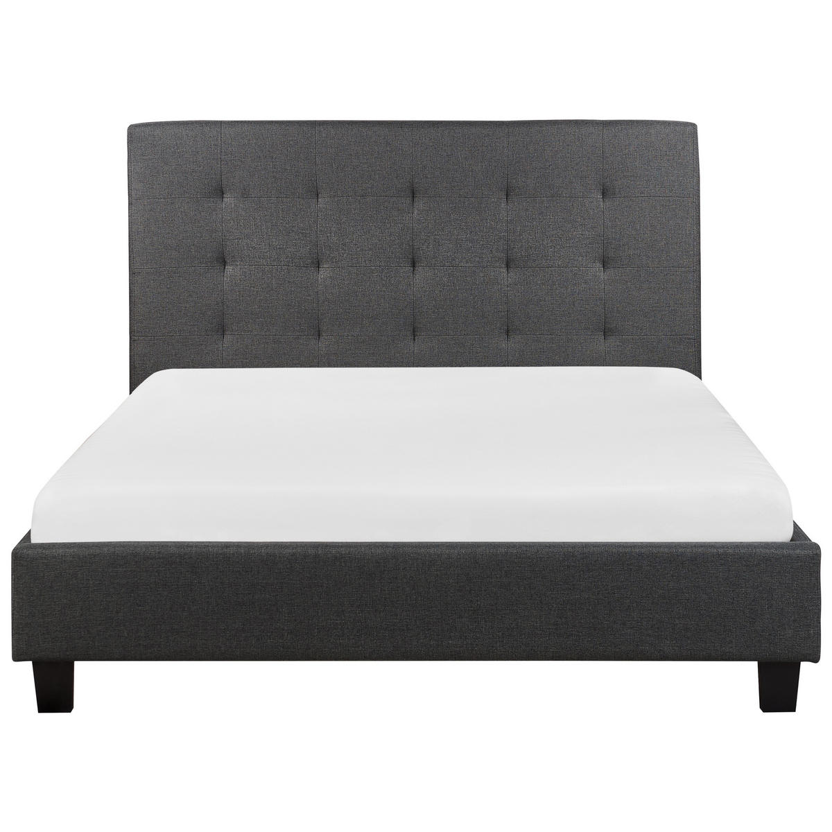 BETT mit Lattenrost 140/200 cm Dunkelgrau La Rochelle - Dunkelgrau/Schwarz, Textil (140/200cm) - Beliani