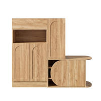 SCHUHSCHRANK mit Sitzbank 5 Türen Stauraum Natur Modern - Naturfarben, Holzwerkstoff (130/110.5/35cm) - FLIEKS
