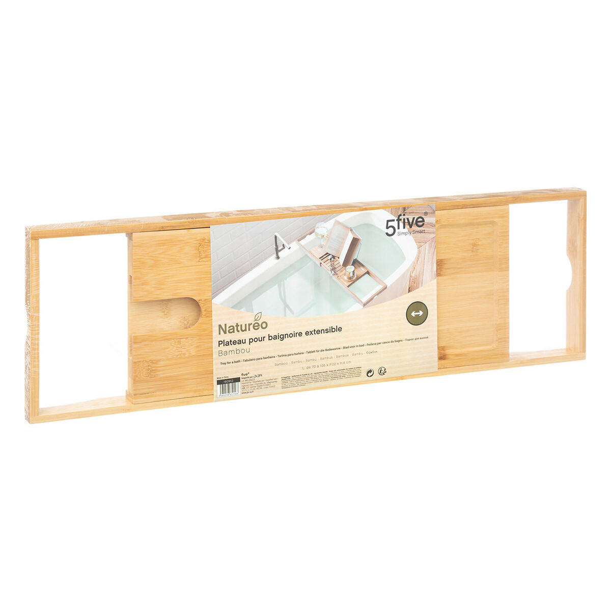 BADEWANNENABLAGE Ausziehbar Natureo, Bambus, Edelstahl, Beige, 70-105 cm - Beige, Holz (22/4/105cm) - 5five Simply Smart