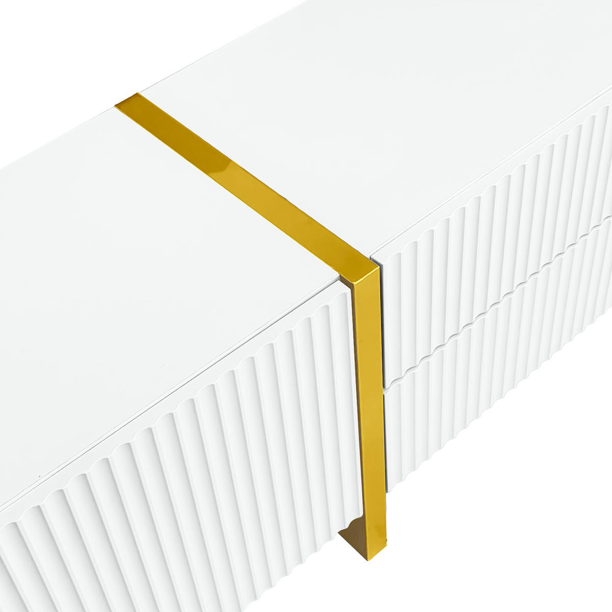 TV-SCHRANK 190 cm Weiß, Gold, Holz - Goldfarben/Weiß, Holzwerkstoff (35/45/190cm) - Raumix