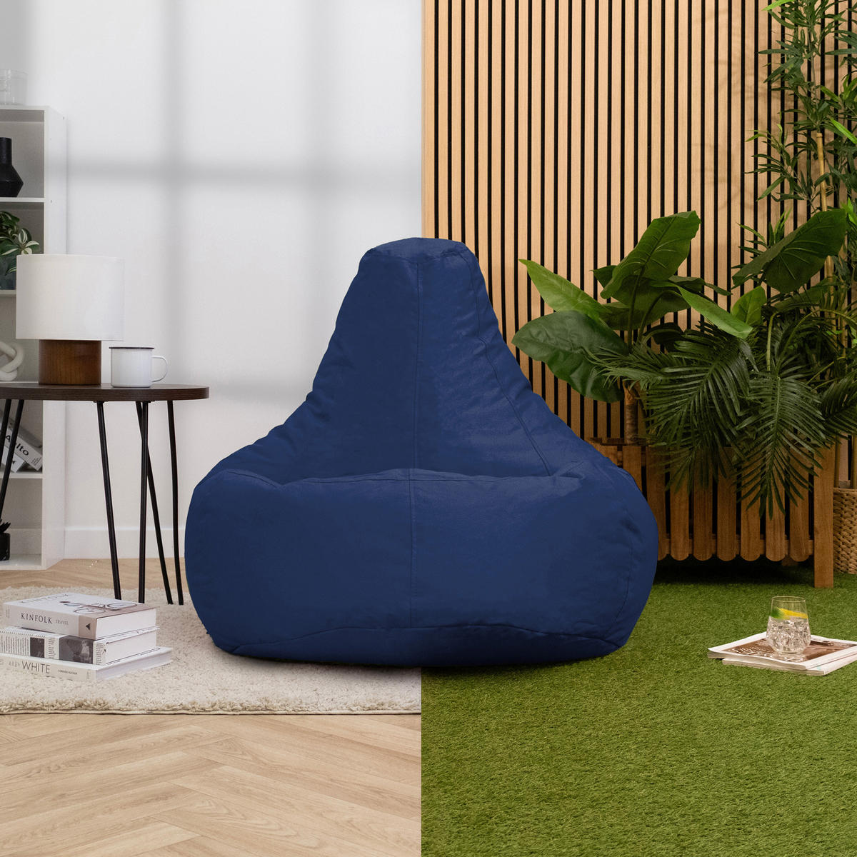 OUTDOORSITZSACK Liegestuhl - Blau/Dunkelblau, Kunststoff (90/73/84cm) - Veeva