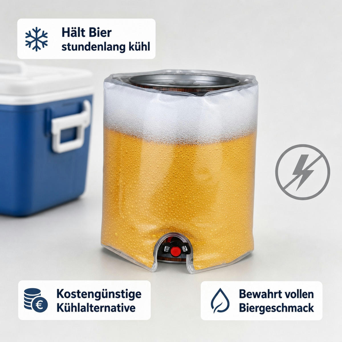KÜHLMANSCHETTE für 5 Liter Fässer Bierfass - Transparent, Kunststoff (17/10/25cm) - ich-zapfe