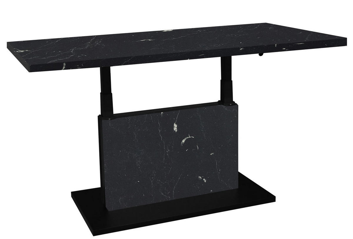 COUCHTISCH Höhenverstellbar Else 4 120x49x70 Holz Keramikoptik Schwarz - Schwarz, Holzwerkstoff (120/70/49cm) - 58aufmkessel