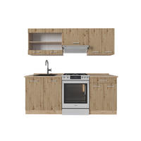KÜCHENZEILE R-Line Artisan-Eiche/Goldkraft Eiche 200 cm ohne AP - Honigeiche/Eiche Artisan, Holzwerkstoff (200/81.6/46cm) - Vicco
