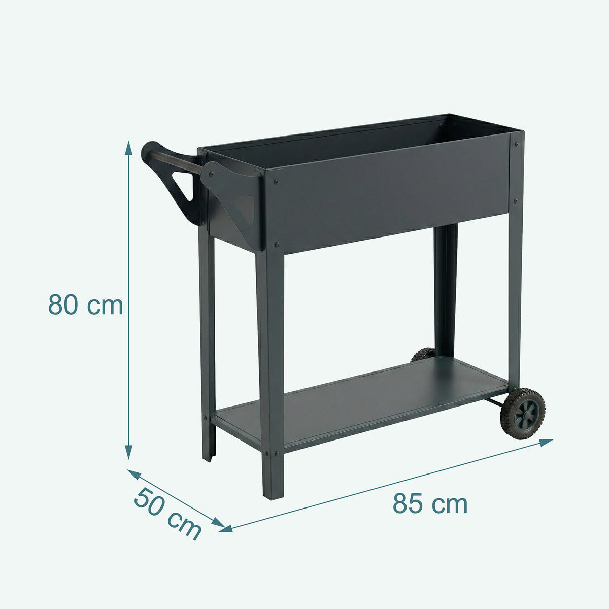 HOCHBEET - Anthrazit, Kunststoff/Metall (85/80/50cm) - Relaxdays
