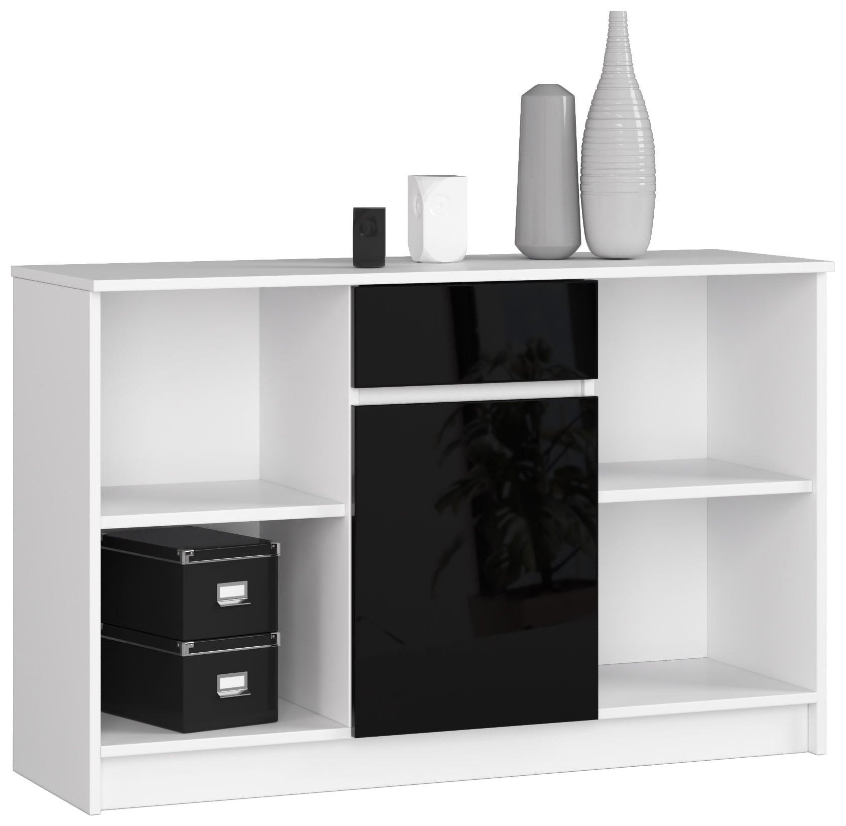 KOMMODE Weiß, Schwarz Glanz 77/120/40 - Weiß, Holzwerkstoff (120/77/40cm) - RAUMHIRSCH FURNITURE