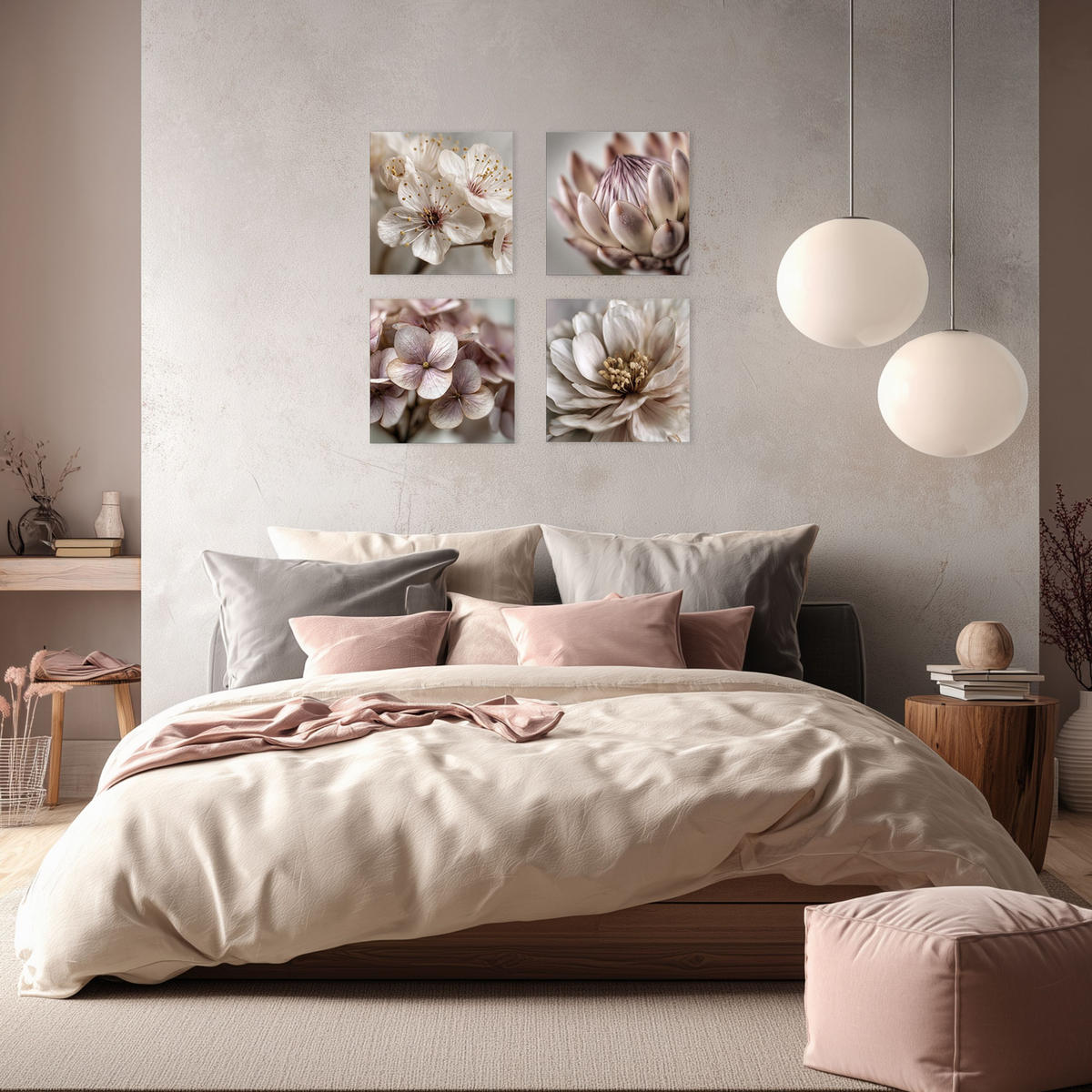 GLASBILD 30×30 cm Kirschblüten creme rosé - Beige, Glas (30/30cm) - artissimo