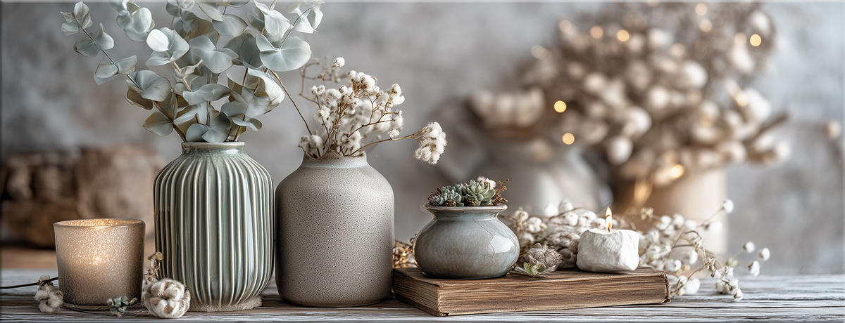 GLASBILD 80x30 cm Stillleben Eukalyptus salbeigrün - Beige, Glas (80/30cm) - artissimo