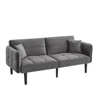 SCHLAFSOFA 2-in-1 mit Samtbezug und Armlehnen - Grau, Kunststoff (176/76/78cm)